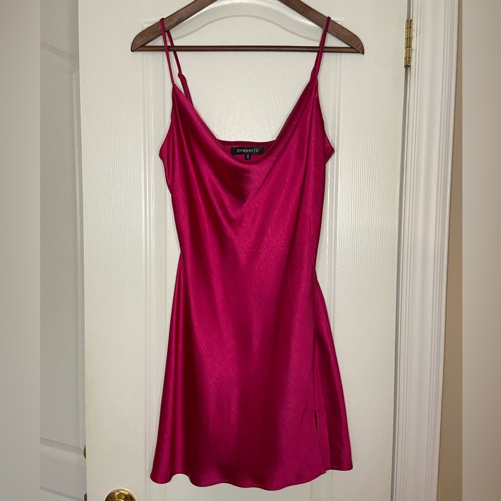 Satin Mini Slip Dress with slit